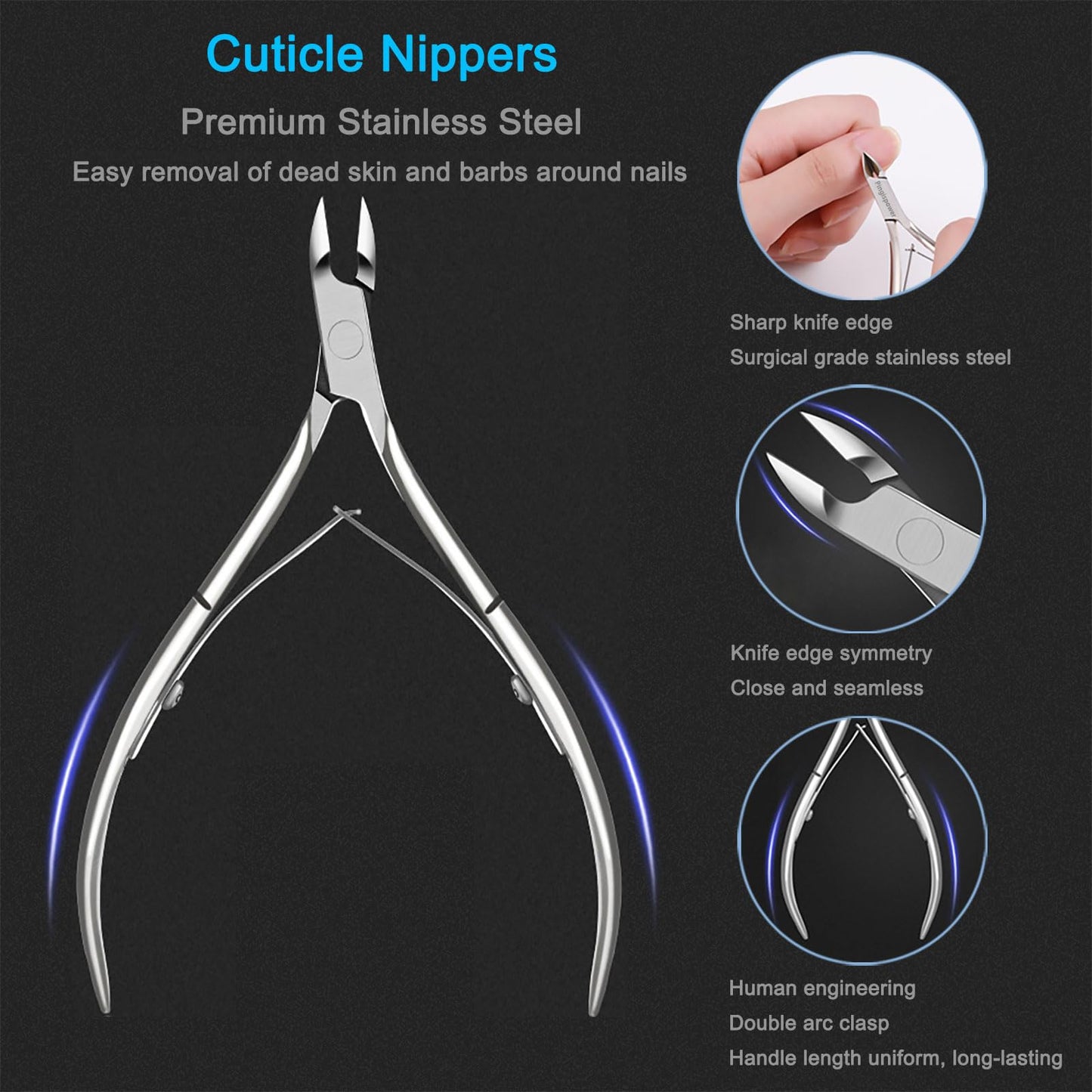 Pingispower Cuticle Trimmer with Cuticle Pusher Set, 9PCS Professional Cuticle Nippers & Premium Stainless Steel Durable Cuticle Remover Tool Manicure Beauty & Personal Care Pingispower