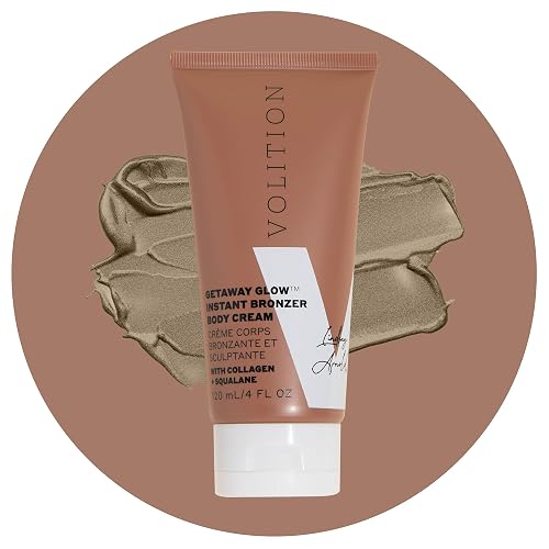 Volition Beauty Getaway Glow Instant Bronzer Sculpting Body Cream with Vegan Collagen + Squalane | Instant Shimmer & Luminizing Effect | Visibly Beauty & Personal Care Volition