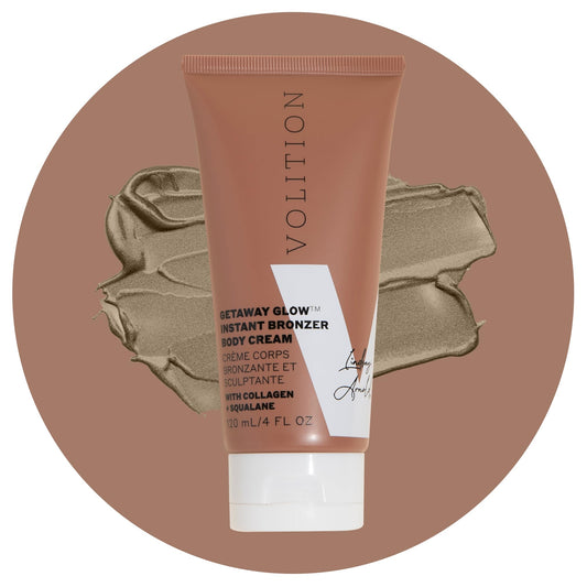 Volition Beauty Getaway Glow Instant Bronzer Sculpting Body Cream with Vegan Collagen + Squalane | Instant Shimmer & Luminizing Effect | Visibly Beauty & Personal Care Volition