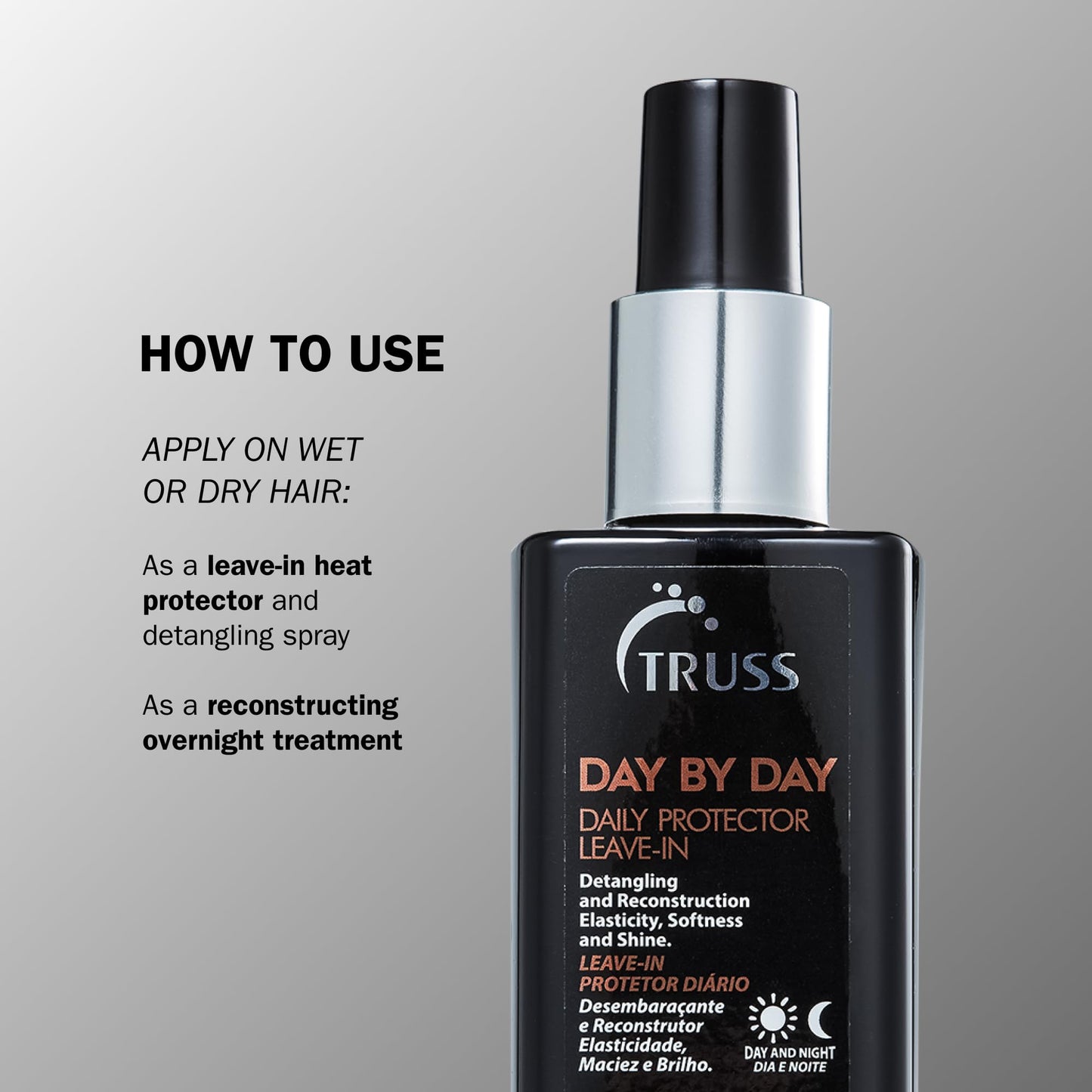 TRUSS Day by Day Leave In Conditioner Spray - Lightweight Detangling Spray & Heat Protectant for Hair - Restores Elasticity, Softness & Shine Beauty & Personal Care TRUSS