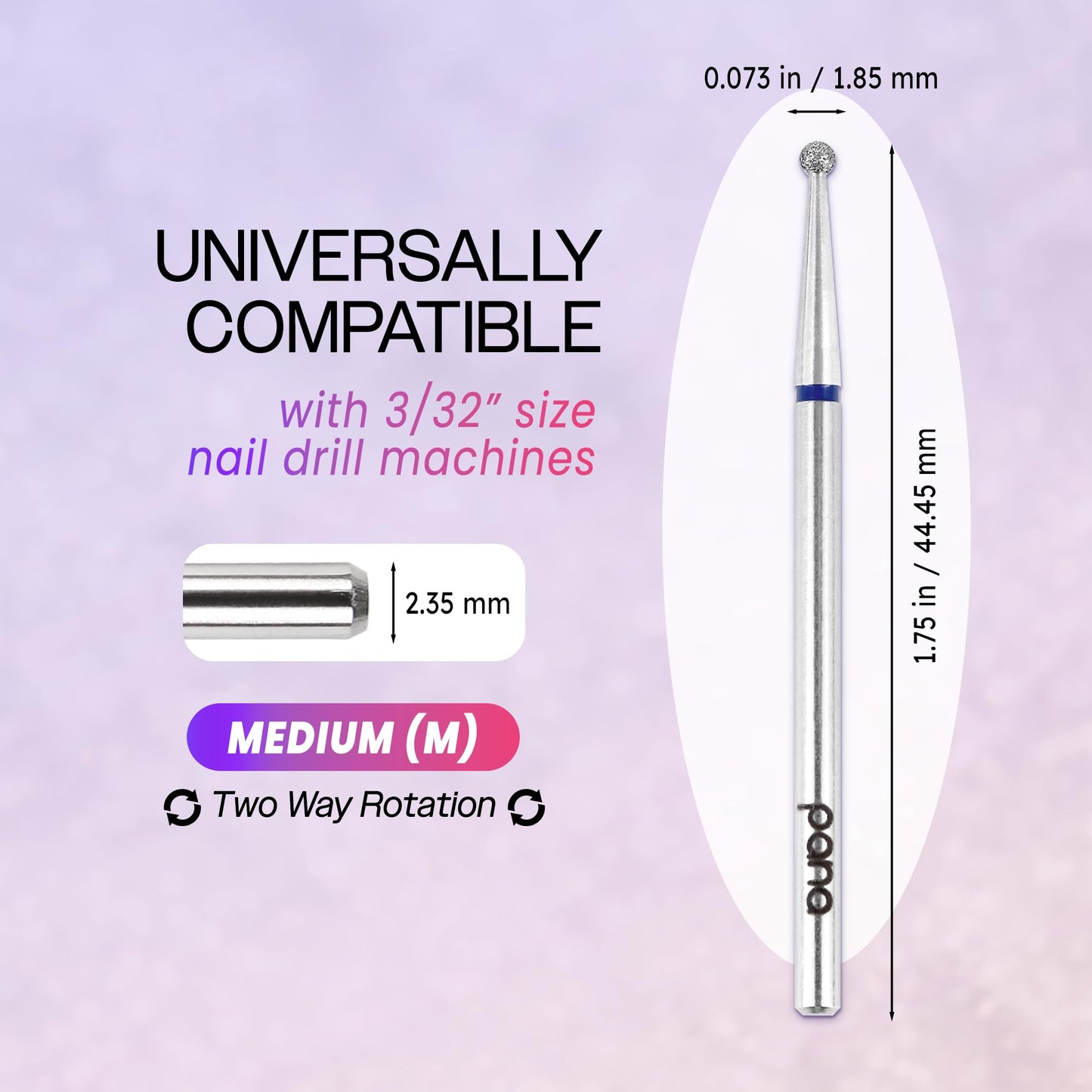 PANA 3/32" Diamond Carbide Ball Bit- Style 01, Medium Grit - Professional Cuticle Nail Drill Bits for Acrylic Gel Nails Dry Manicure Pedicure Shape Beauty & Personal Care PANA