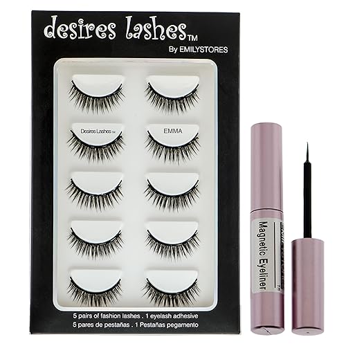 Magnetic Eyelashes 3D Natural Magnet Faux Lashes Multipack 5Pairs, Emma (01Emma) Beauty & Personal Care DESIRES LASHES By EMILYSTORES