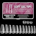 Cycullinyt 550pcs Coffin Soft Gel Nail Tips, 11 Sizes Medium Coffin Half Matte Nails Full Cover Acrylic Press on False Nail Tips No Trace Beauty & Personal Care Cycullinyt