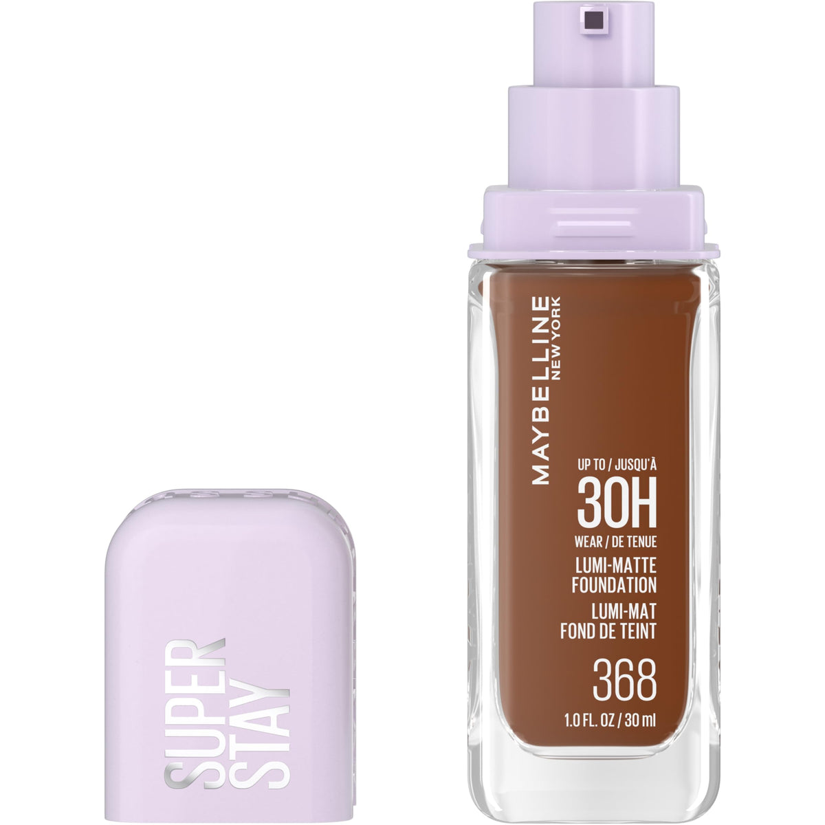 Maybelline Super Stay Lumi-Matte Foundation, Lightweight and Buildable Full Coverage Foundation Makeup For Up To 30HR Wear, 368, 1 Count