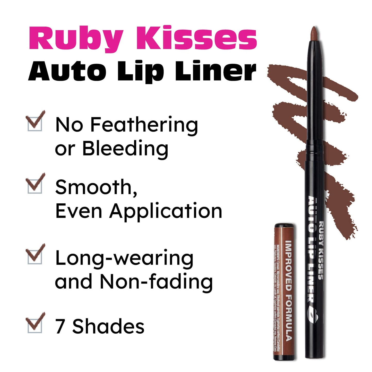 Ruby Kisses Auto Lip Liner, Brown Beauty & Personal Care Ruby Kisses
