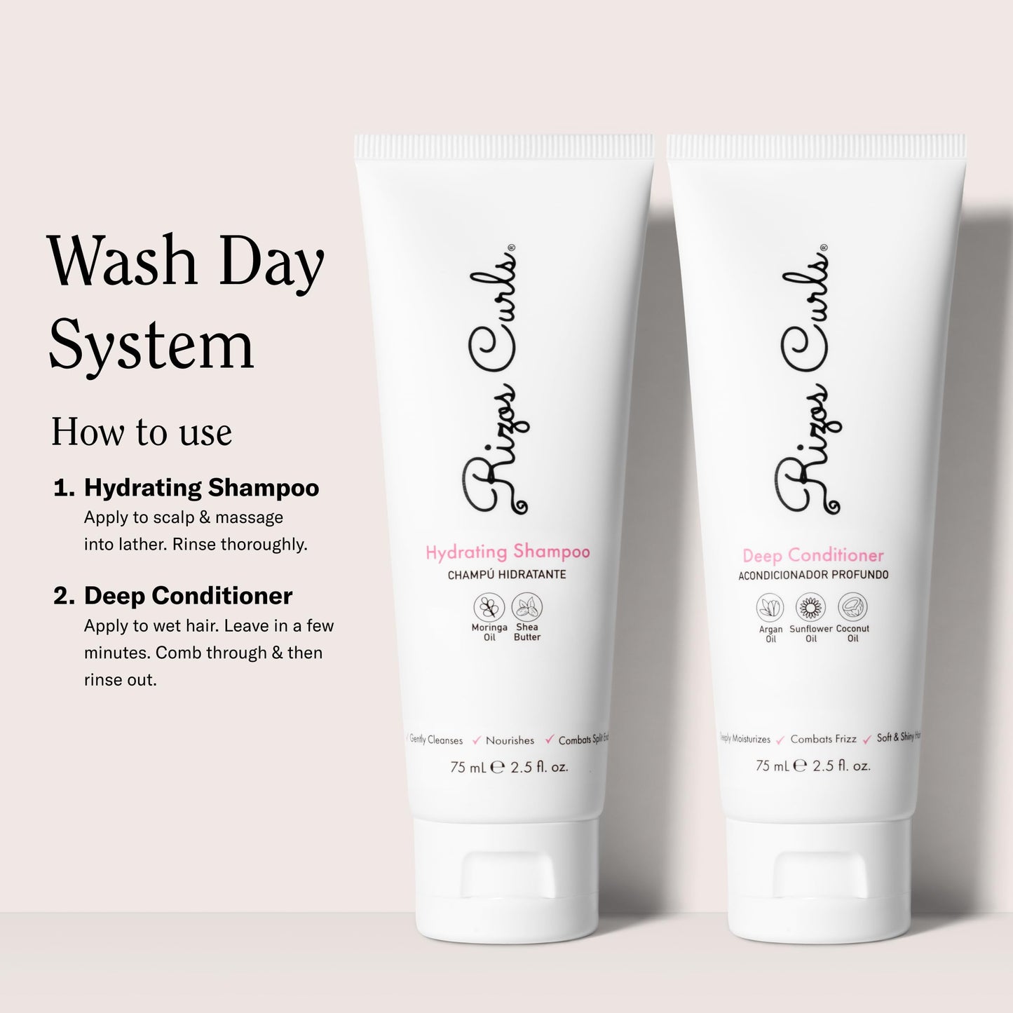 Rizos Curls Travel Wash Day Bundle, Hydrating Shampoo & Deep Conditioner Bundle, Moisturize Scalp, Gently Cleanse and Hydrate Curly Hair Beauty & Personal Care Rizos Curls