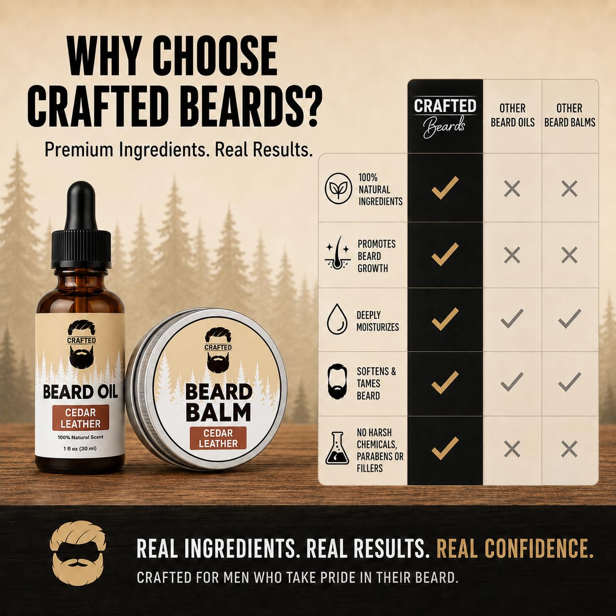 Beard Oil and Balm Set - Softer, Smoother, Moisturized Beard Care - Cedarwood Scent Gift for Men Beauty and Personal Care Crafted Beards