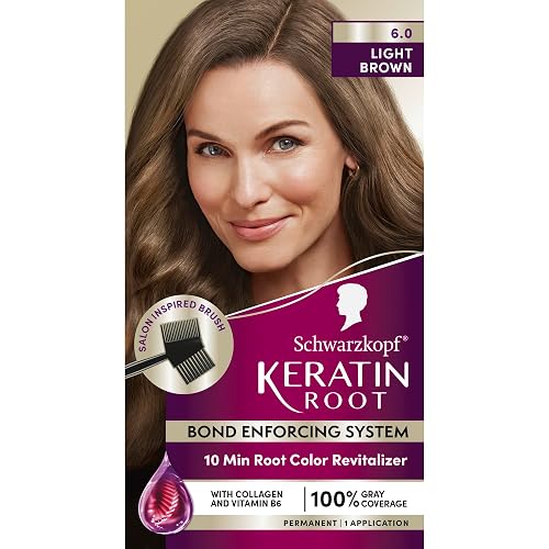 Schwarzkopf Keratin Color Root Permanent Hair Color Kit, Light Brown, 1 Application - Salon Inspired Permanent Hair Dye, for up to 80% Less Breakage Beauty & Personal Care Schwarzkopf