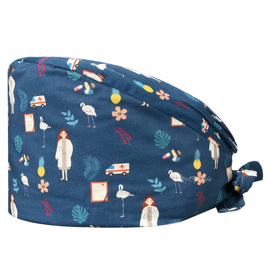 Working Caps with Buttons Adjustable Scrub Cap Nurse Hair Cover Fashion Printed Hair Head Covers Hats for Women/Men Beauty and Personal Care VIAOLI