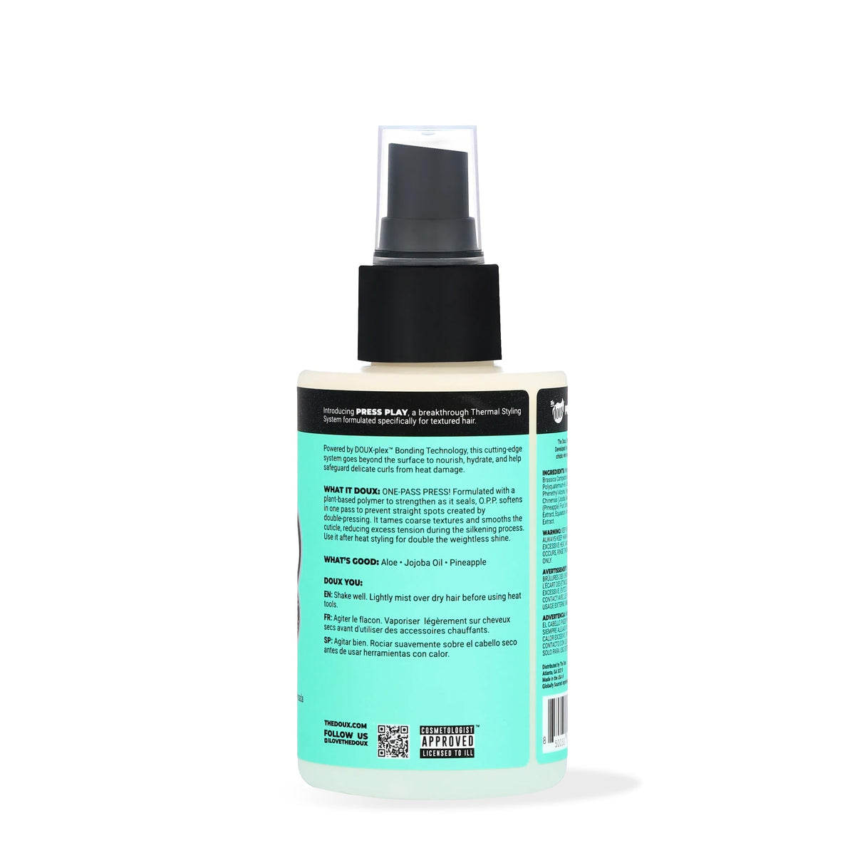 The Doux O.P.P. ONE?PASS PRESS Heat Protection Spray for Hair - Thermal Protector with Jojoba Oil, Aloe & Pineapple - Anti?Frizz Straightening Spray Beauty & Personal Care The Doux