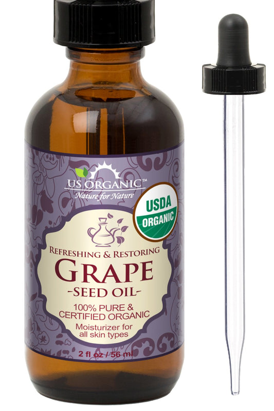 US Organic Grape Seed Oil, USDA Certified Organic, 100% Pure & Natural, Cold Pressed Virgin, Unrefined, in Amber Glass Bottle Beauty & Personal Care US Organic