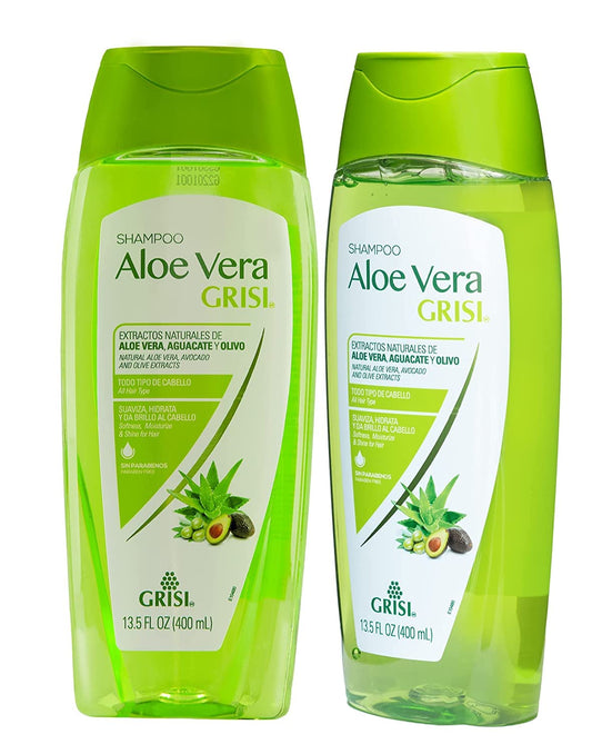 Grisi Aloe Vera Shampoo, Moisturizing Shampoo with Aloe Vera Extract, Paraben-Free, Hair Product for Soft and Shiny Hair, 2-Pack of 13.5 FL Oz each, 2 Beauty & Personal Care Grisi