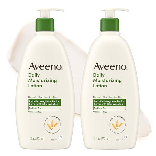 Aveeno Daily Moisturizing Body Lotion for Normal to Dry Skin with Soothing Prebiotic Oat, Non Greasy, Non Comedogenic, Fragrance Free Body Lotion Beauty & Personal Care Aveeno