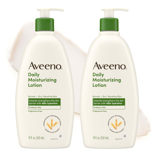 Aveeno Daily Moisturizing Body Lotion for Normal to Dry Skin with Soothing Prebiotic Oat, Non Greasy, Non Comedogenic, Fragrance Free Body Lotion Beauty & Personal Care Aveeno