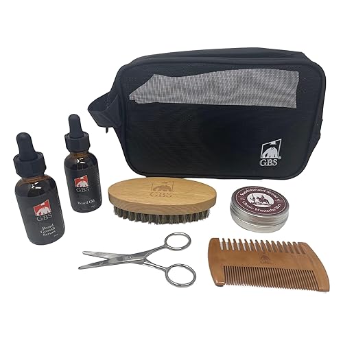 G.B.S Professional Beard Care Kit- Doppler Travel Bag, Professional Trimming Scissor, Multi-Side Natural Wood Comb, Mustache Wax, Beard Oil, Beard Beauty & Personal Care G.B.S
