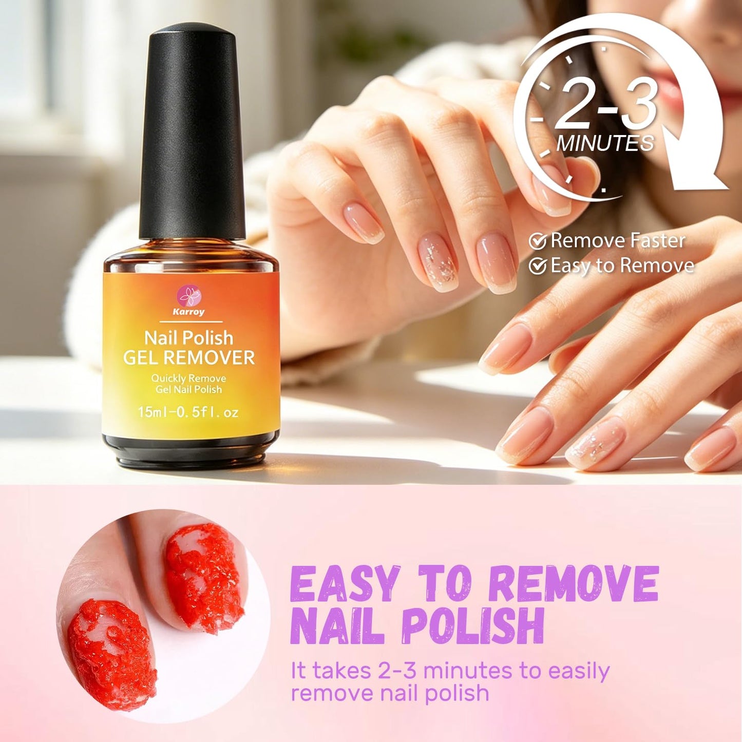 Gel Nail Polish Remover 15ml, Easily Remove Polish in 3min, No Soaking or Wrapping, Professional Nail Remover (15ml Remover & 8ml Oil Set) Beauty and Personal Care Karroy