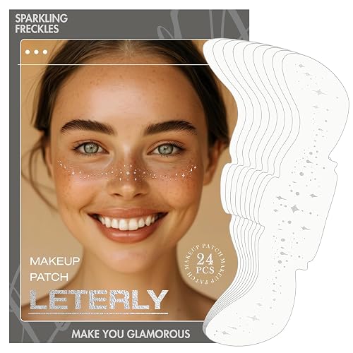 Leterly 24 Pcs Glitter Freckles Face Tattoo,Silver Face Glitter Makeup Patches Cute Sparkle Freckles Patches Waterproof Makeup Speckles for Face Beauty & Personal Care Leterly