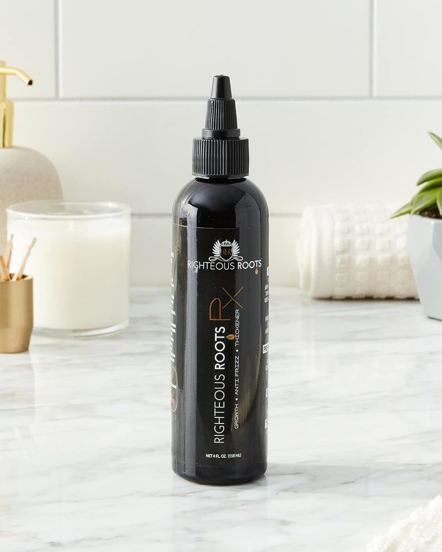 Righteous Roots Rx Hair Oil – Hair Growth, Anti-Frizz & Thickening Oil for Curly, Wavy, Natural Hair & Beards – 4 fl oz (Hair RX) Beauty & Personal Care Righteous Roots