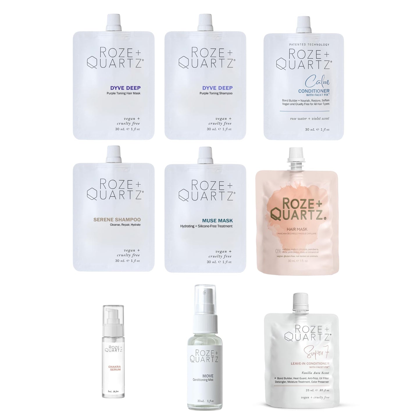 Roze + Quartz® 9 Item Sampler Kit (includes NEW 10ml Chakra Serum!) Beauty & Personal Care Roze + Quartz