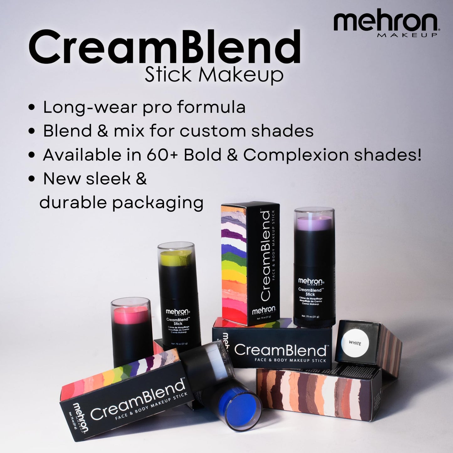 Mehron Makeup CreamBlend Stick | Face Paint, Body Paint, & Foundation Cream Makeup | Perfect for Halloween .75 oz (21 g) (Pastel Blue) | Made in the Beauty & Personal Care Mehron