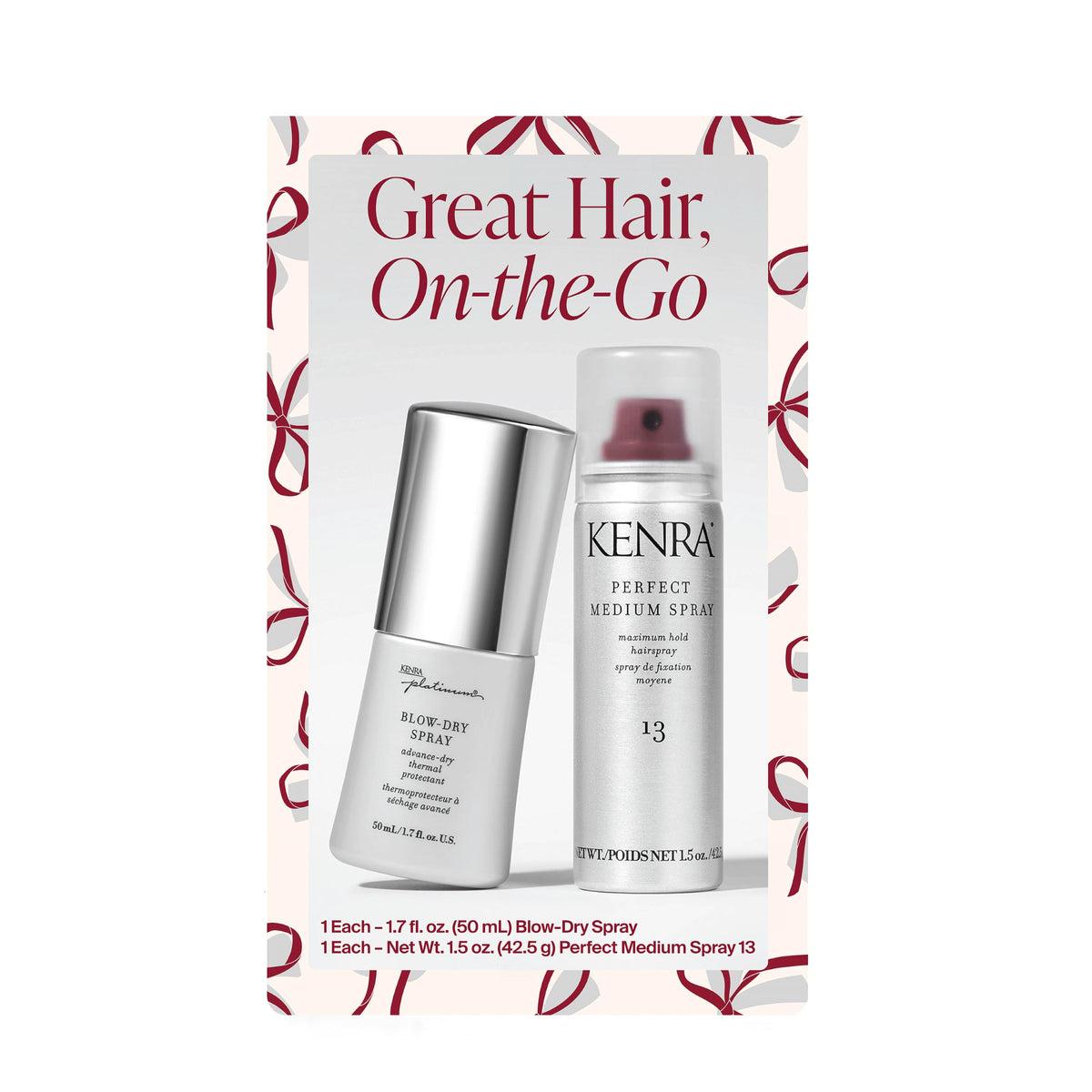 Kenra Hair Styling Kit | Great Hair, On-the-Go Gift Haircare Set | Blow-Dry + Perfect Medium Spray 13 | Travel Size