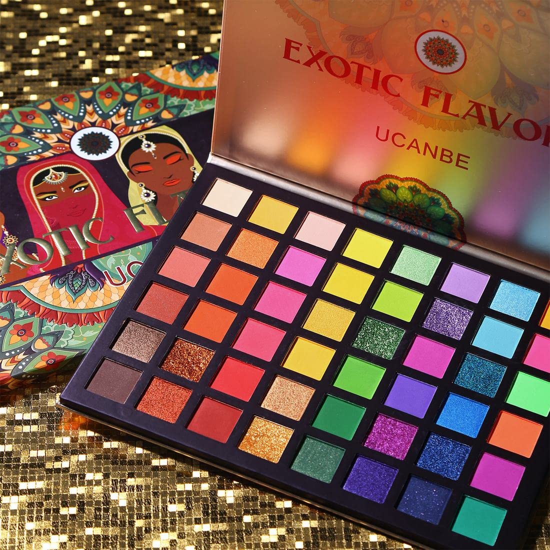 UCANBE EXOTIC FLAVORS Neon Eyeshadow Makeup Palette - 48 Colorful High Pigmented - Rainbow Matte Shimmer Glitter Eye Shadow Make Up Pallet Gift Set Beauty & Personal Care UCANBE