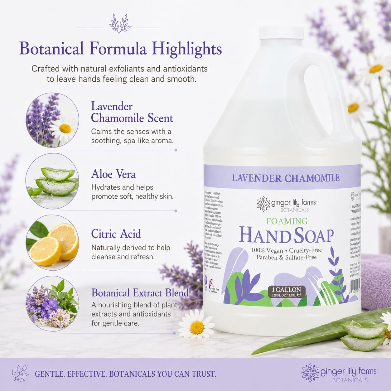 Ginger Lily Farms Botanicals All-Purpose Foaming Hand Soap Refill, 100% Vegan & Cruelty-Free, Lavender Chamomile Scent, 1 Gallon (Pack of 4) Beauty & Personal Care Ginger Lily Farms