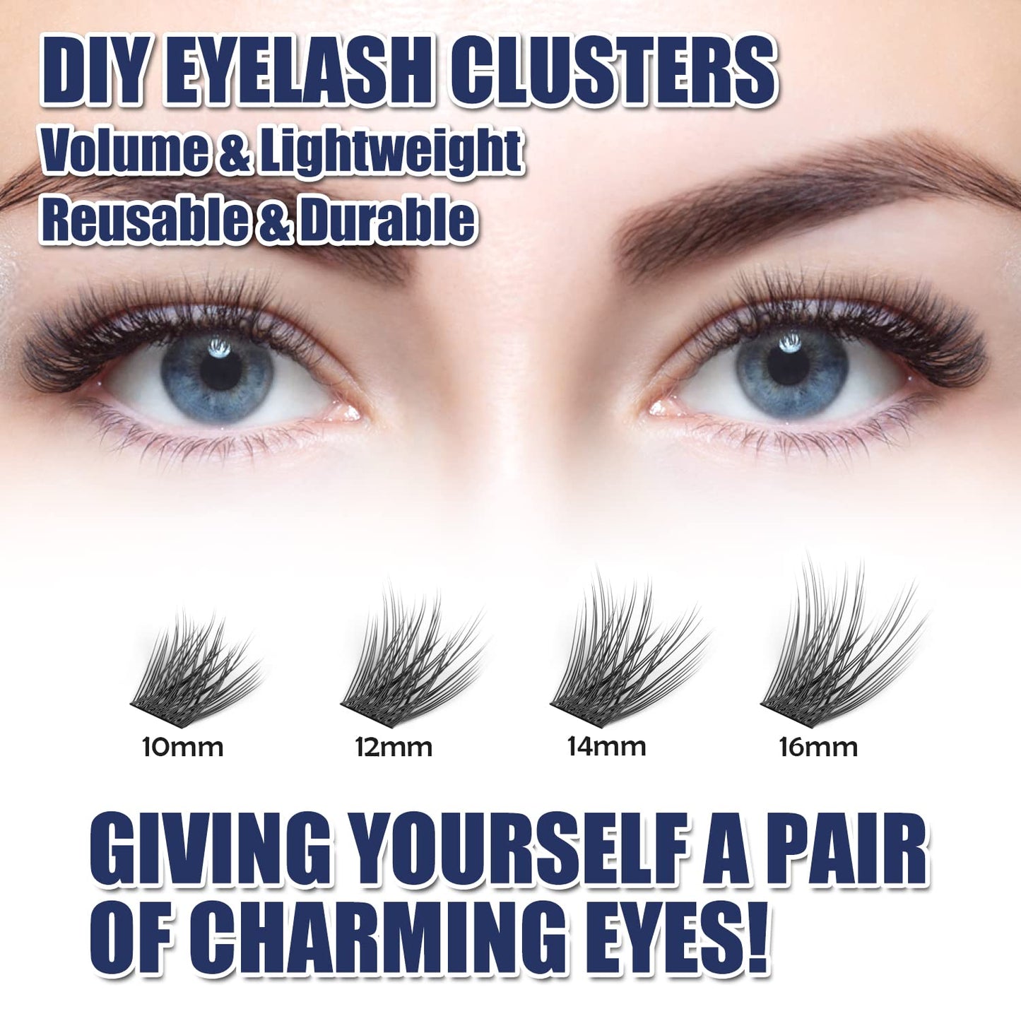 DIY Eyelash Extension Clusters Individual Lashes, 48 Clusters 3D Effect C Curl, Natural Look Reusable Soft Feather Light Volume 12mm Beauty & Personal Care ETVITE