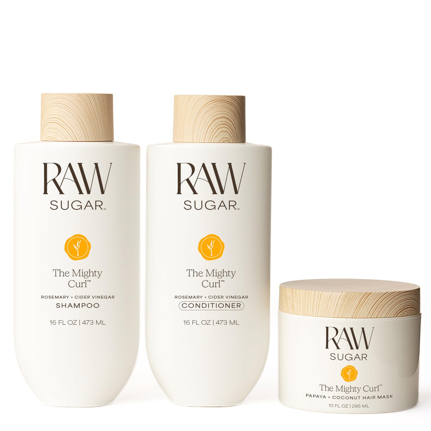 Raw Sugar The Mighty Curl Bundle - Shampoo, Conditioner & Hair Mask, Defines & Nourishes Curls, Formulated without SLS/SLES & Parabens Beauty & Personal Care RAW SUGAR
