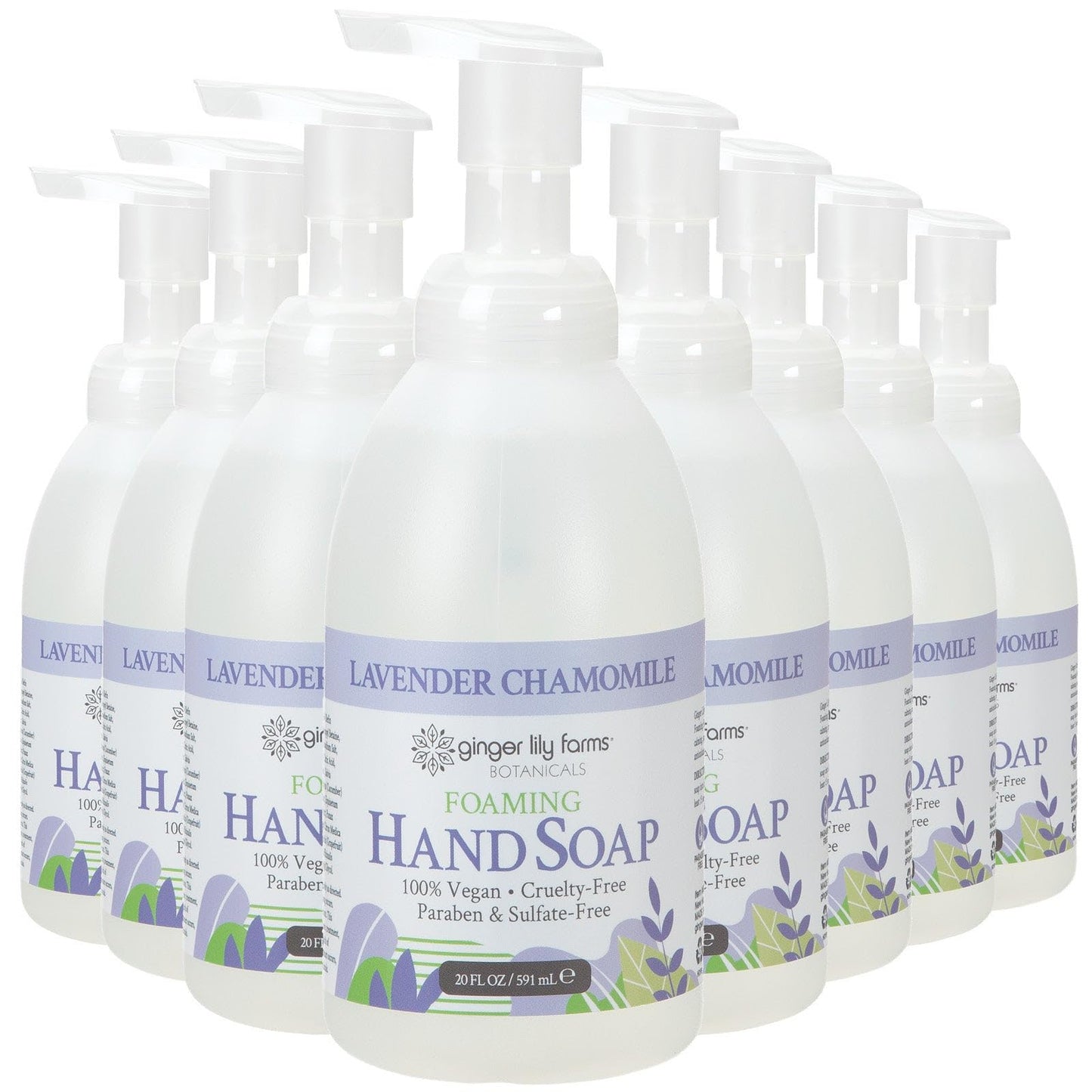 Ginger Lily Farms Botanicals All-Purpose Foaming Hand Soap Refill, 100% Vegan & Cruelty-Free, Lavender Chamomile Scent, 20 Fl Oz (Pack of 8) Beauty & Personal Care Ginger Lily Farms