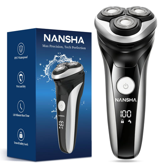 NANSHA Electric Razor for Men with Pop-Up Trimmer, 100% Waterproof Electric Shaver, Rechargeable Cordless Shavers for Men, Type-C, 140Mins Runtime Beauty and Personal Care NANSHA