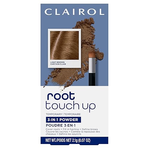 Clairol Root Touch-Up Temporary Concealing Powder, Light Brown Hair Color | Ammonia Free | Instantly Cover Roots + Define Eyebrows | On-the-Go Compact Beauty & Personal Care Clairol