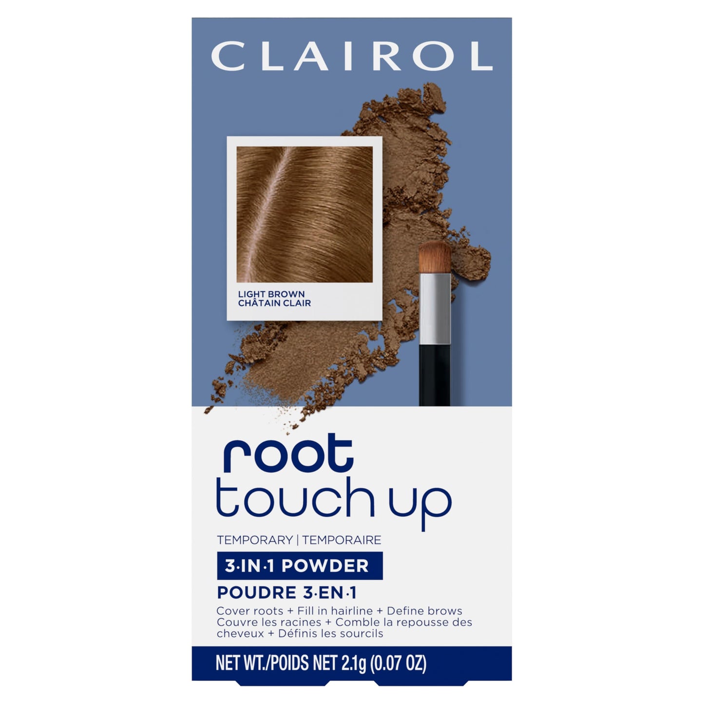 Clairol Root Touch-Up Temporary Concealing Powder, Light Brown Hair Color | Ammonia Free | Instantly Cover Roots + Define Eyebrows | On-the-Go Compact Beauty & Personal Care Clairol