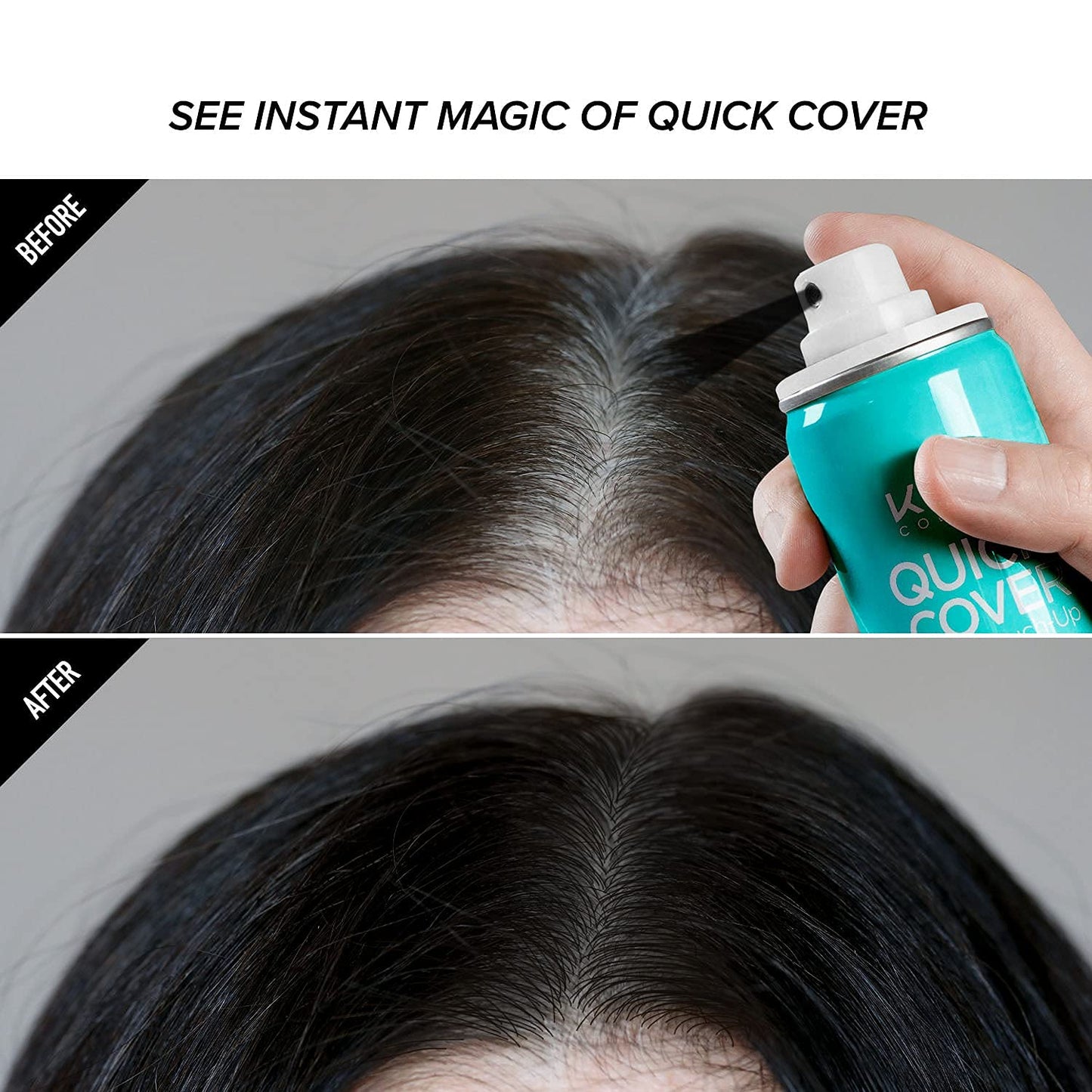 Kiss Quick Cover Root Touch Up Thickening Fiber Spray 3.38oz (Natural Black) Beauty & Personal Care KISS