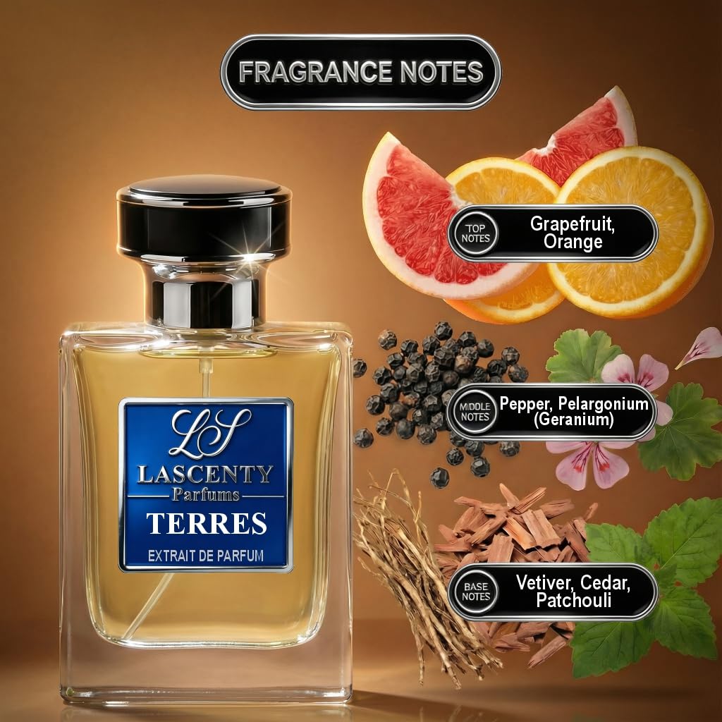 LaScenty TERRES Inspired by Terre deH.ermes, Citrus Woody Earthy Perfume and Cologne for Men, Long Lasting Intense Fragrance with Strong High Beauty & Personal Care LaScenty