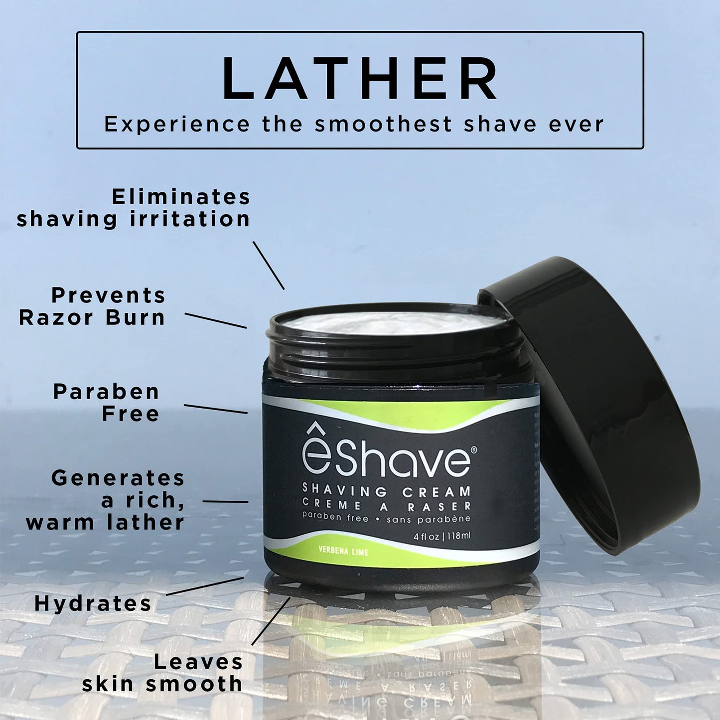 eShave Shaving Cream for Men, Verbena Lime, prevents shaving irritation and razor burn, generates a rich lather for a soft, silky, Smoothest Shave Beauty & Personal Care eShave