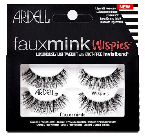 Ardell Faux Mink Wispies False Eyelashes, Light Volume, Short Length, Vegan Friendly, 2 Pairs (Pack of 1) Beauty & Personal Care Ardell