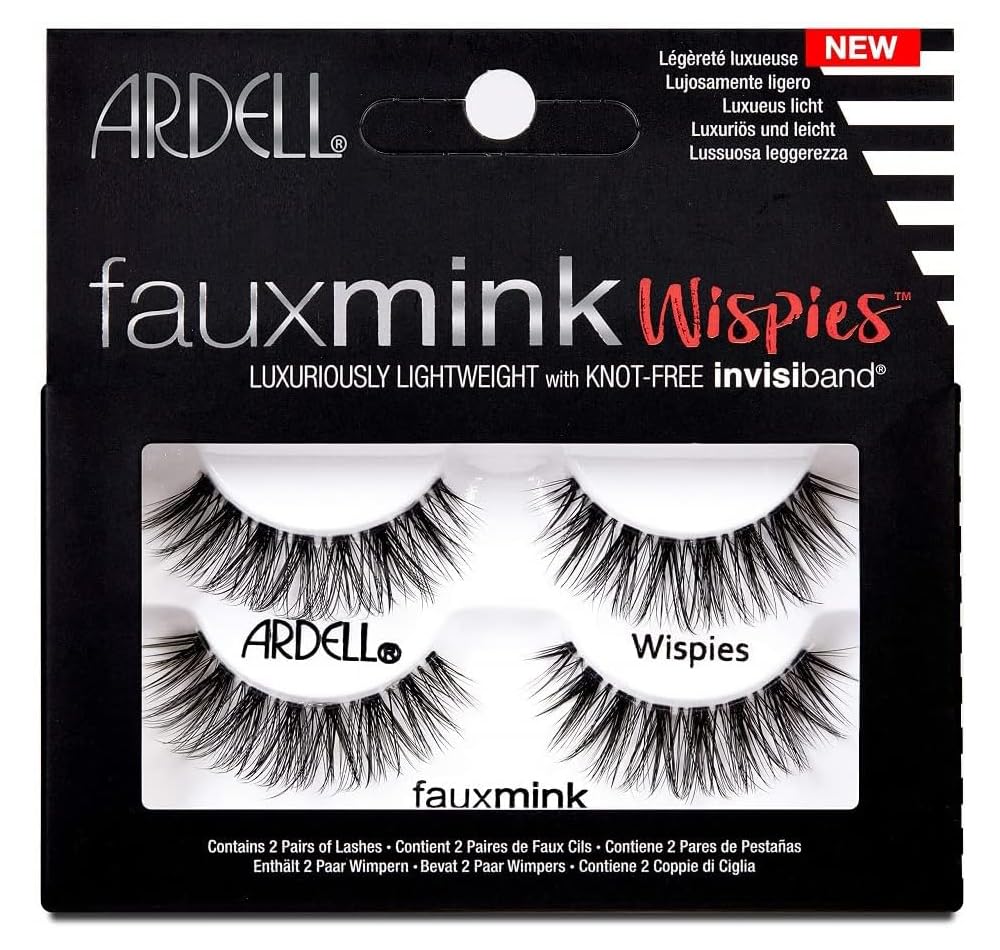 Ardell Faux Mink Wispies False Eyelashes, Light Volume, Short Length, Vegan Friendly, 2 Pairs (Pack of 1) Beauty & Personal Care Ardell
