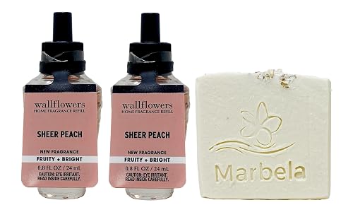 Bath & Body Works Sheer Peach Fragrance Refill 2 Pack With a Natual Oats Sample Soap. Beauty & Personal Care Bath & Body Works