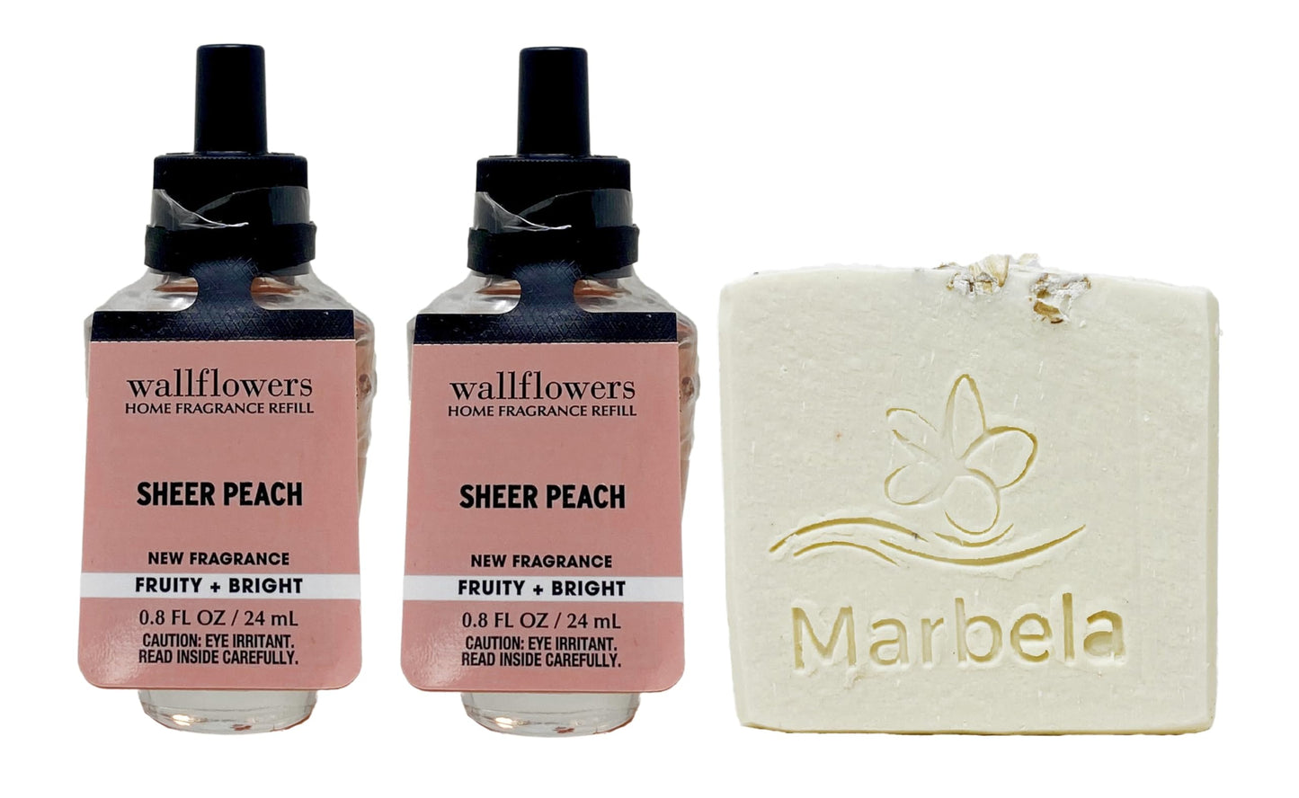 Bath & Body Works Sheer Peach Fragrance Refill 2 Pack With a Natual Oats Sample Soap. Beauty & Personal Care Bath & Body Works