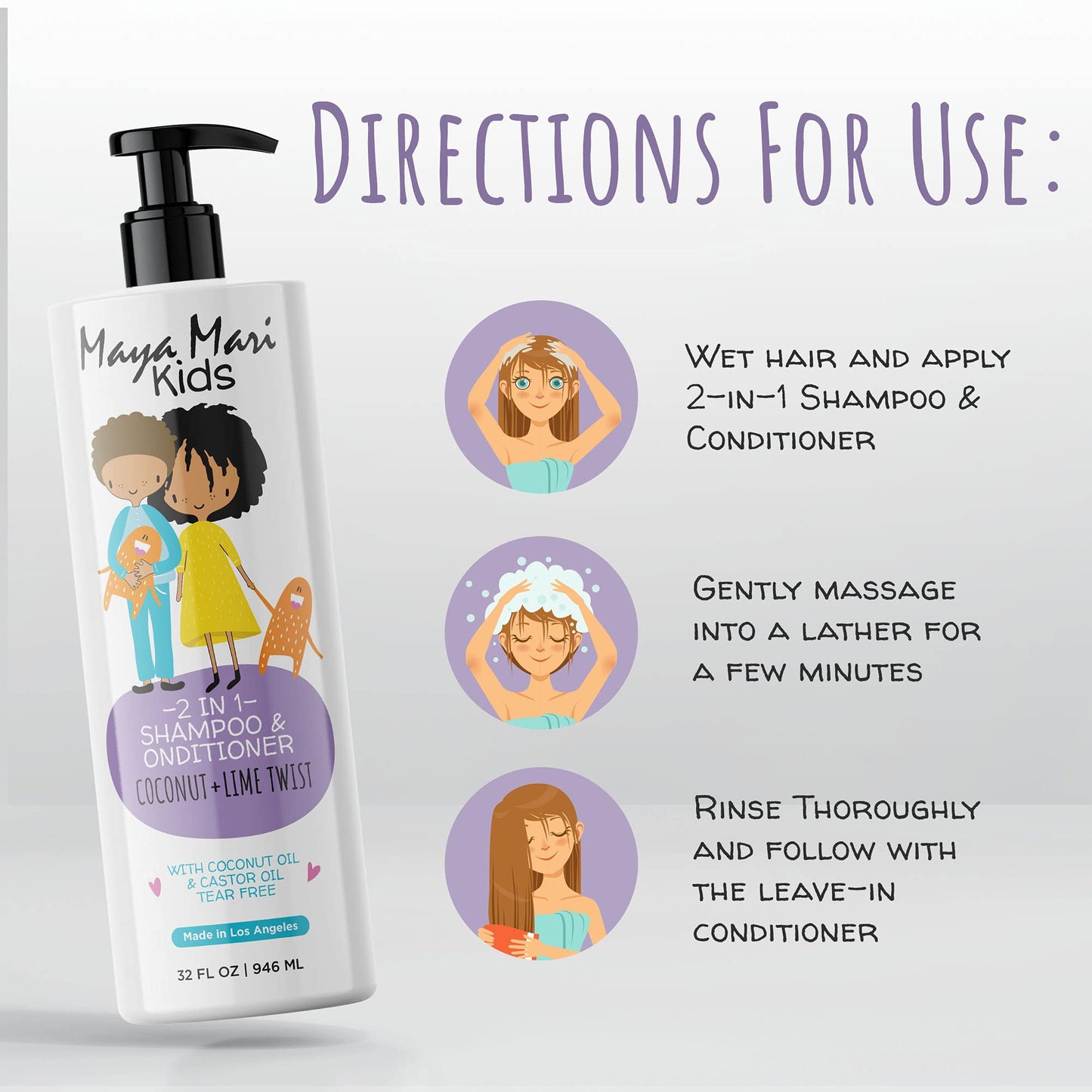 MAYA MARI Curly Hair Kids Ultimate Curls Set includes 2 in 1 Shampoo and Conditioner, and Leave In Conditioner - Coconut Scent Beauty & Personal Care MAYA MARI