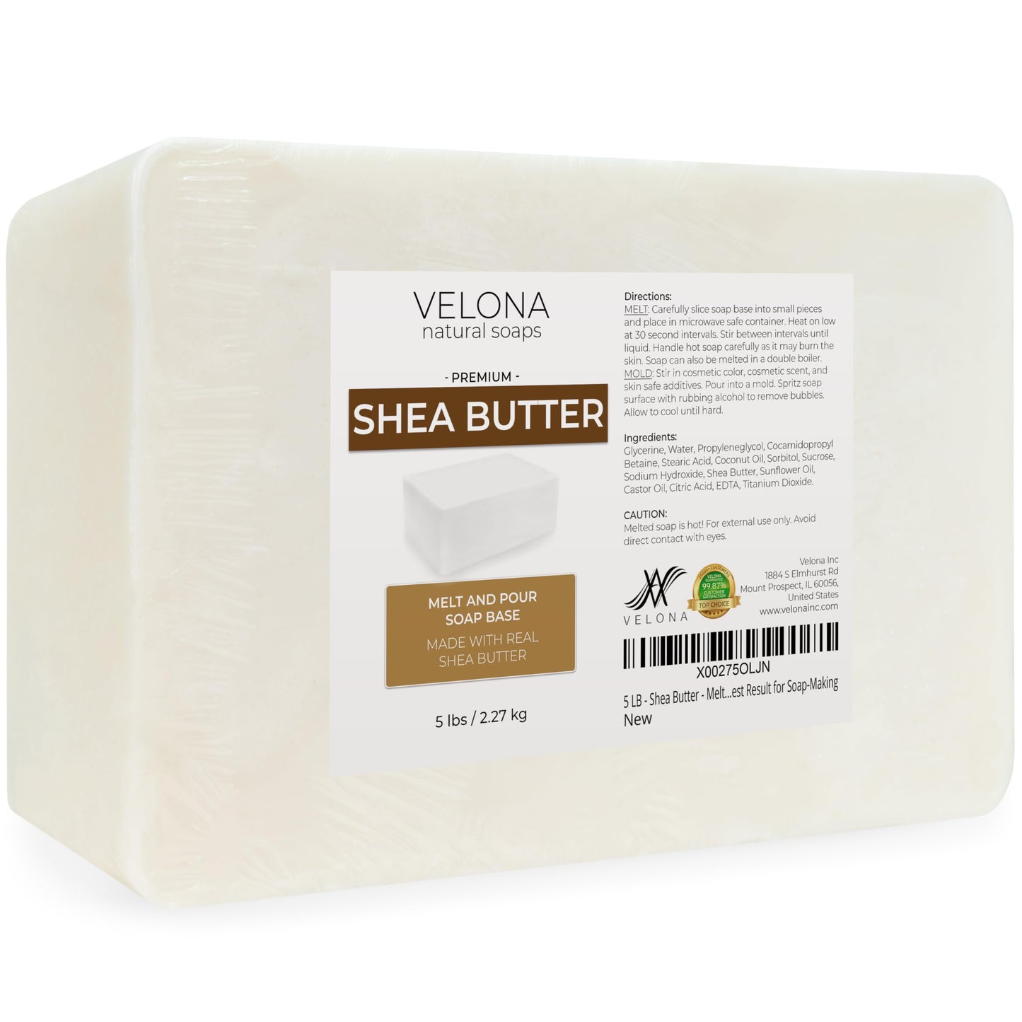 velona 5 LB - Shea Butter - Melt and Pour Soap Base SLS/SLES free | Natural Bars for The Best Result for Soap-Making Beauty & Personal Care velona