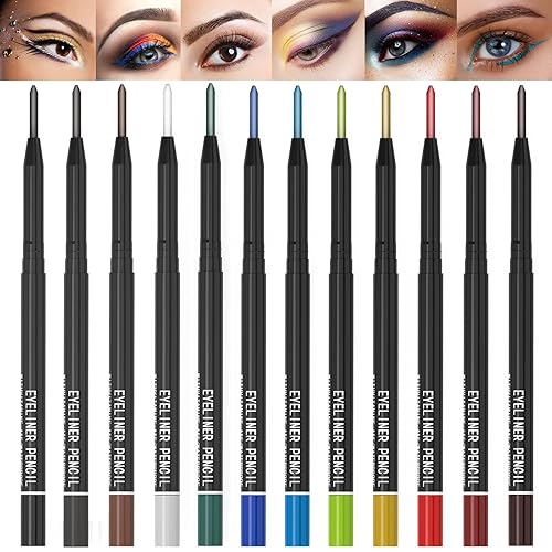 KAIQIKAIXI 12 Kinds Of Color Eyeliner Pen, Eyebrow,Eye Shadow Pencil, Lip Line Pen, Eyelid Pad, Pencil Makeup Set Tool 12PCS (Multicolor) Beauty & Personal Care KAIQIKAIXI