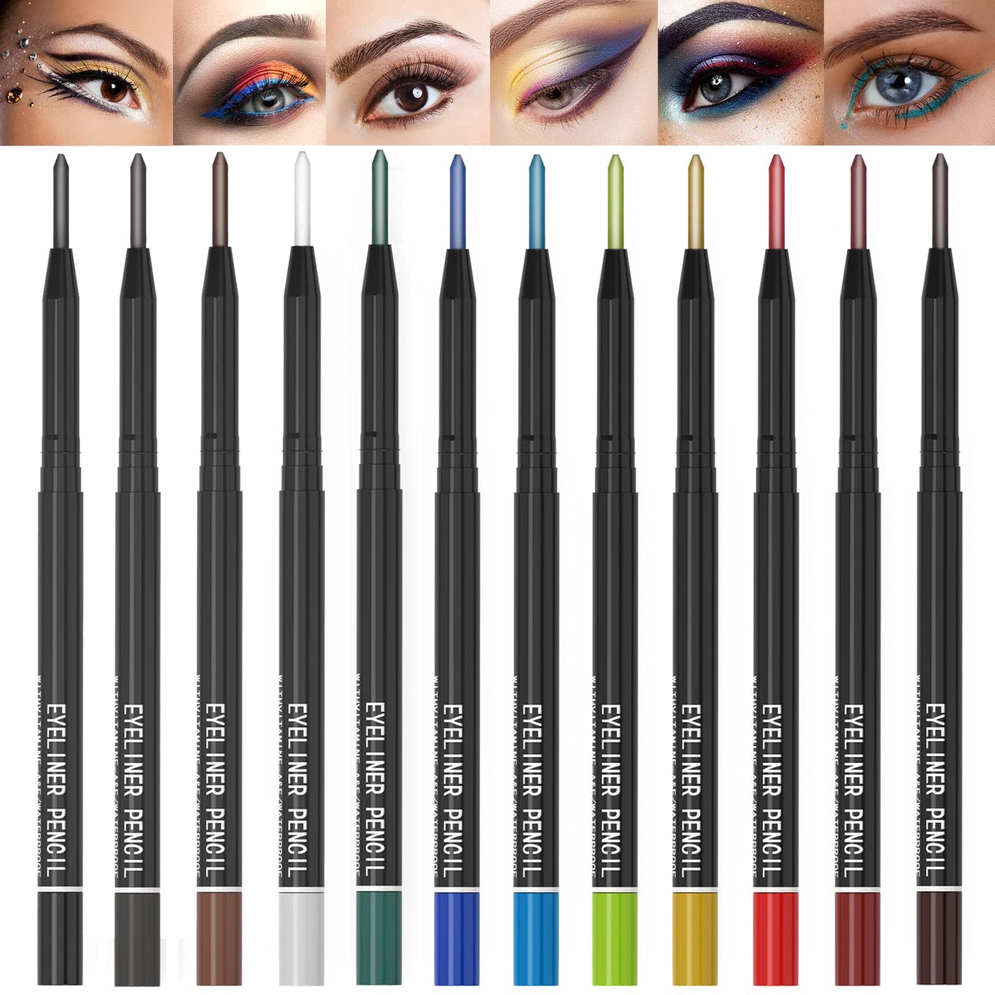 KAIQIKAIXI 12 Kinds Of Color Eyeliner Pen, Eyebrow,Eye Shadow Pencil, Lip Line Pen, Eyelid Pad, Pencil Makeup Set Tool 12PCS (Multicolor) Beauty & Personal Care KAIQIKAIXI