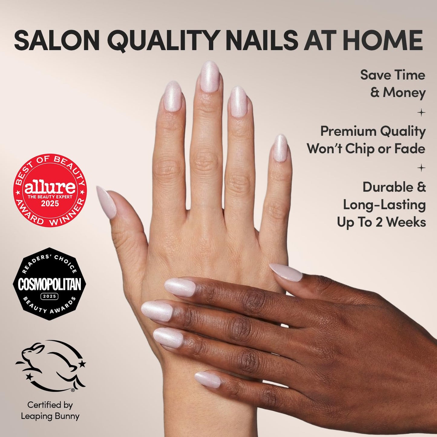 Glamnetic Press On Nails - Pure Intentions | Glossy, Semi-Transparent, Short Round Nails, Salon Quality | 12 Sizes - 30 Nail Kit with Glue Beauty & Personal Care Glamnetic