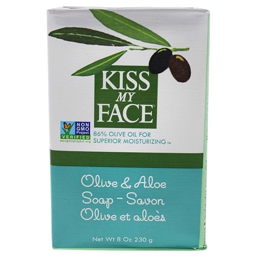 Kiss My Face Olive and Aloe Bar Soap - Balanced Moisturizing Cleanse - Antioxidant and Vitamin E Rich - Cruelty Free Vegan Soap - Palm Oil Free - 8 oz Beauty & Personal Care Kiss My Face