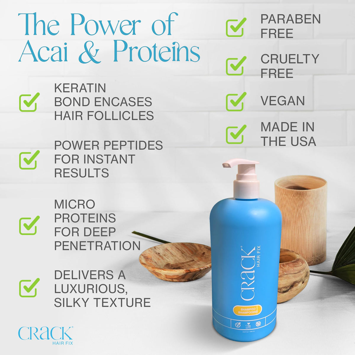 Crack HAIR FIX Shampoo with Pump | Moisturizing & Strengthening Sulfate-Free Formula | Protects Against Dryness, Reduces Breakage & Restores Shine | Beauty & Personal Care Crack