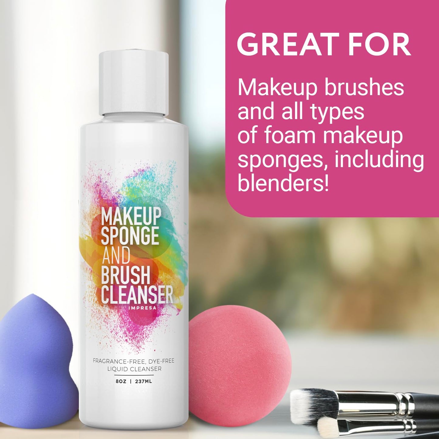 IMPRESA Makeup Sponge & Powder Puff Cleaner Soap - 8 Fl Oz Deep Stain Removal & Brush Cleaning Solution - Gentle Care & Makeup Sponge Cleaner Beauty & Personal Care IMPRESA