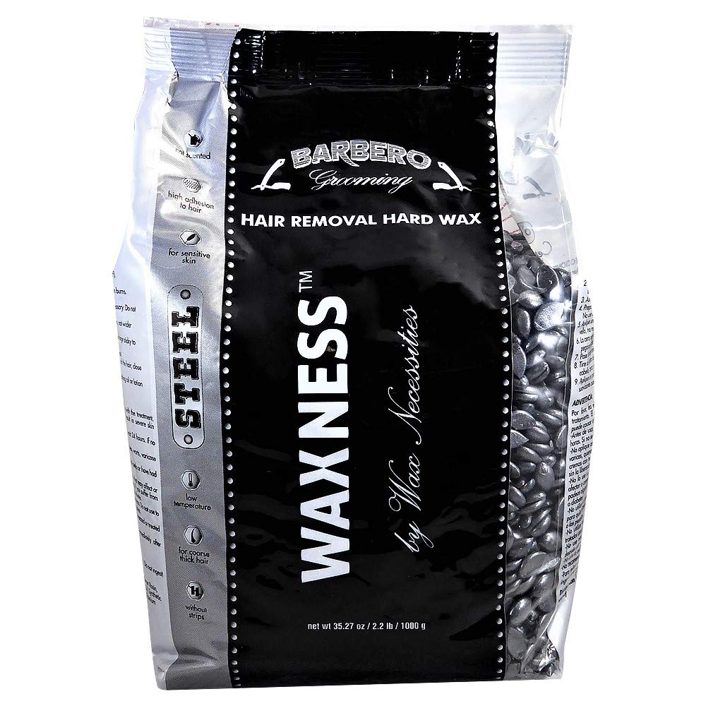 Barbero Stripless All-in-One Hard Wax Kit with Metallic Heater, 2 lb (900 g) Hard Wax Beads, 100 Applicators & Collars - Professional Wax Removal Beauty and Personal Care Waxness