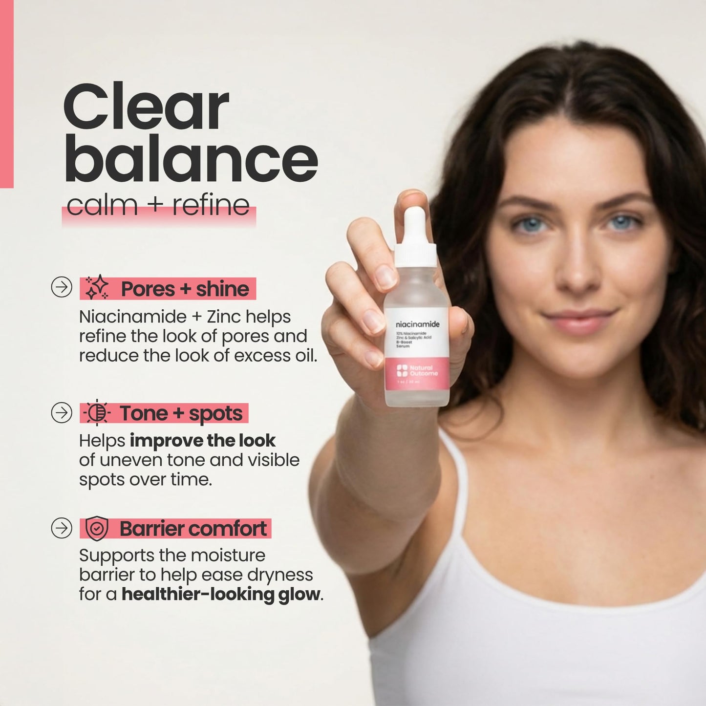 Niacinamide Serum for Face by Natural Outcome Skin Care, B-Boost Niacinamide 10% Plus Zinc 2% Salicylic Acid + Hyaluronic Acid, Acne Treatment + Pore Beauty & Personal Care natural outcome
